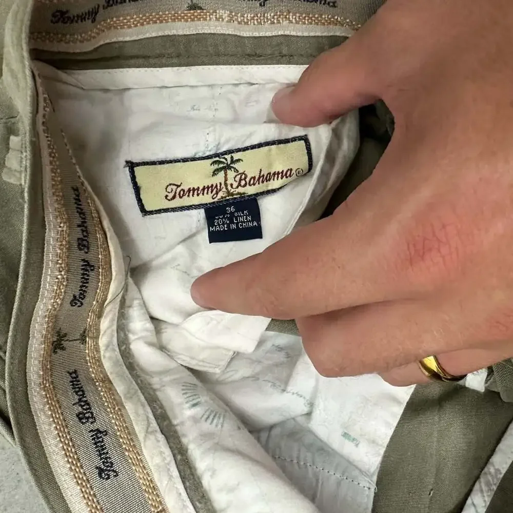 Tommy Bahama Silk Linen Flat Front Trousers - 36x30”